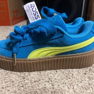 Puma X Fenty Vibrant Blue and Lime Sneakers